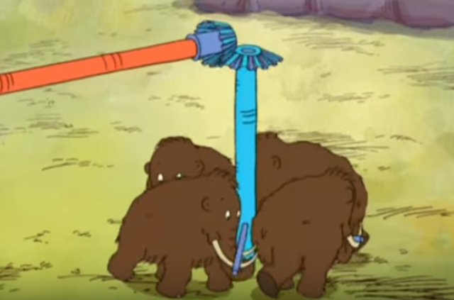 Mamuts haciendo funcionar las atracciones