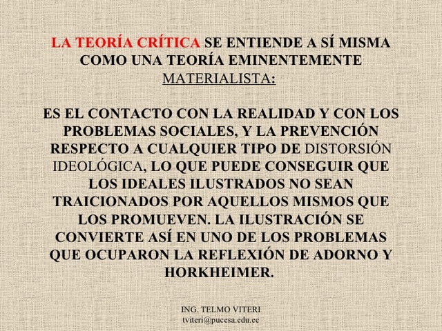 la teoría crítica es la Dialéctica de la Ilustración