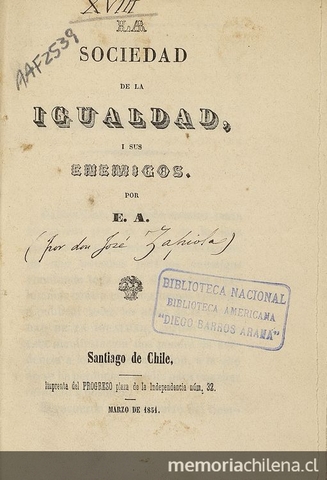 sociedad de igualdad 1850 Chile