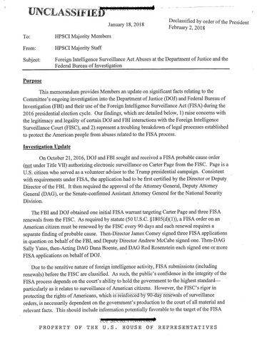 FBI DOJ Obtains Carter Page FISA