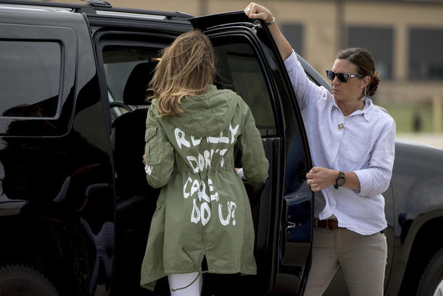 "Melania Trump's jacket choice"