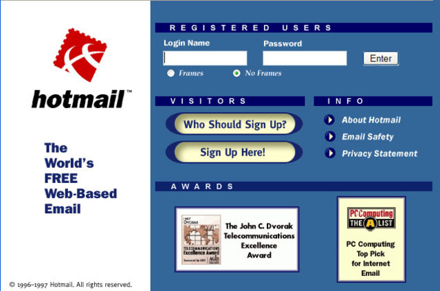 Hotmail se convierte en el primer servicio de mail on line