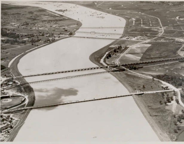 First Trinity River levees built