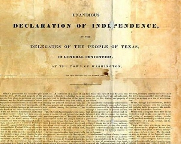 Texas declares independence from Mexico