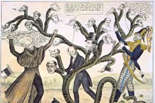 President Andrew Jackson forces the Bank to close.