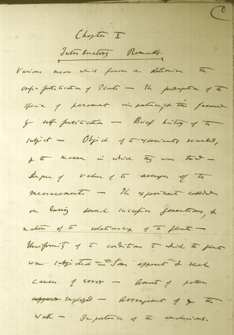 Primer borrador de la teoría de la evolución. Se instala en Down.