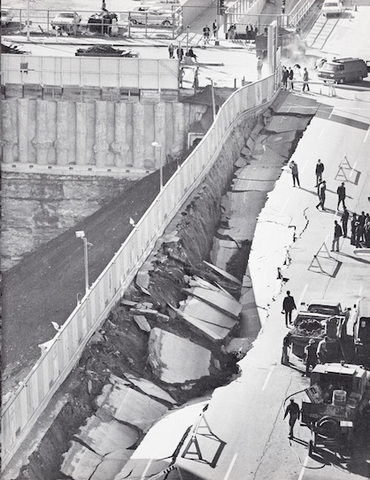 Elm Street caves in during construction