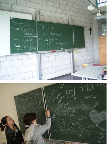 Escritura en pizarra  (tiza y tableros)