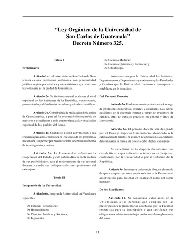 PRIMERA LEY ORGANICA DE LA UNIVERSIDAD