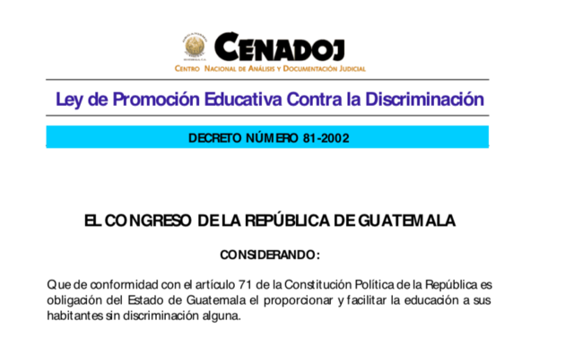 LEY DE PROMOCION EDUCATIVA CONTRA LA DISCRIMINACION