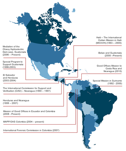 Mapa de misiones de la OEA