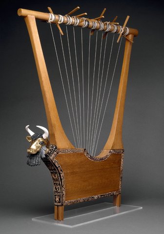 Lyre with bull's head, Ancient Mesopotamia, 2,600-2,500 BCE