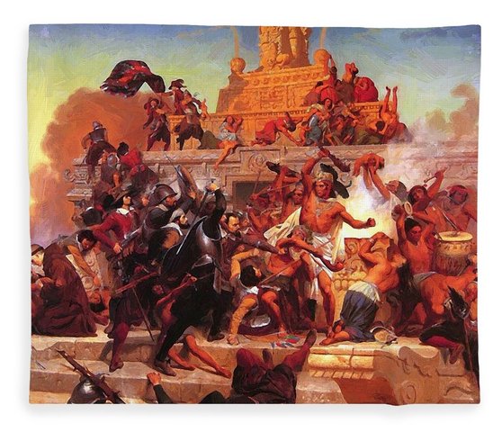 Battle between Cortes and Aztecs