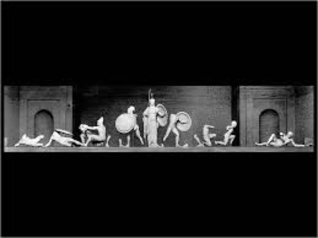 Sculpture from the west pediment of the temple of Aphaia in Aegina, Ancient Greece, c. 500–490 or 470s BCE