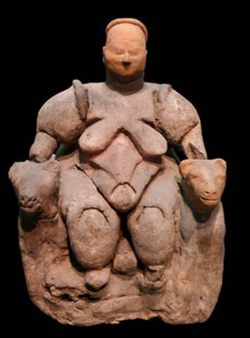 Seated Woman of Çatalhöyük, made by Prehistoric Turkish Humans during the Neolithic Period (ca. 6300-6000 BCE)