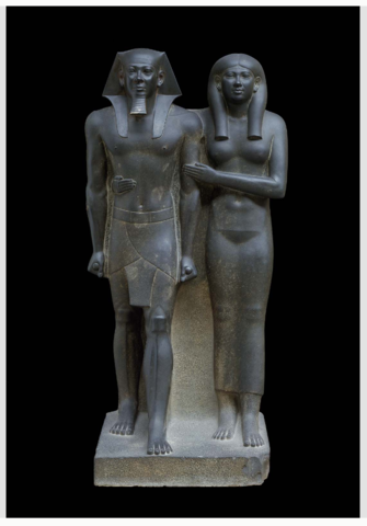 Menkaure and Queen Sculpture made by Egyptians during the Old Kingdom Ancient Egyptian Period (ca. 2548-2530 BCE)