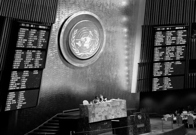 United Nations calls for Soviet withdrawal from Afghanistan.