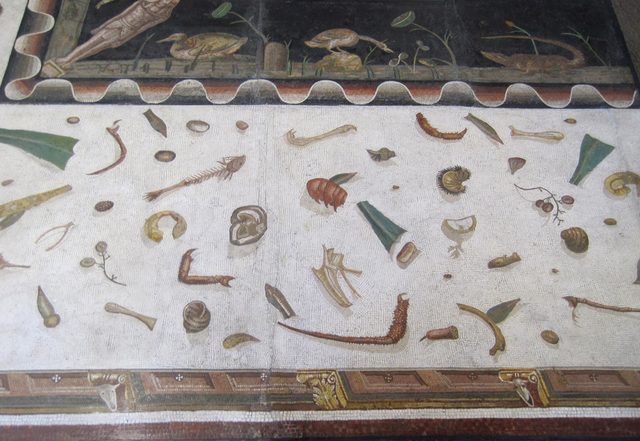 The Unswept Floor.  c. 2nd century. Era: Ancient Roman Medium: Mosaic (glass) Size: 4.05 m