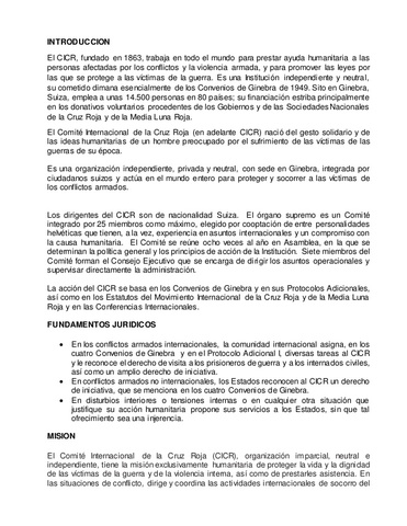 INFORME DEL COMITÉ INTERNACIONAL DE LA CRUZ ROJA