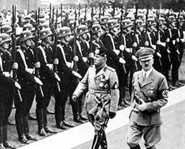 Mussolini y Hitler forman el eje Berlín-Roma
