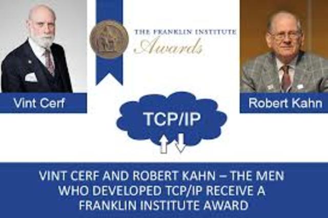 criador do protocolo TCP e criador do termo Internet Robert Kahn e Vint cerf criou o IP