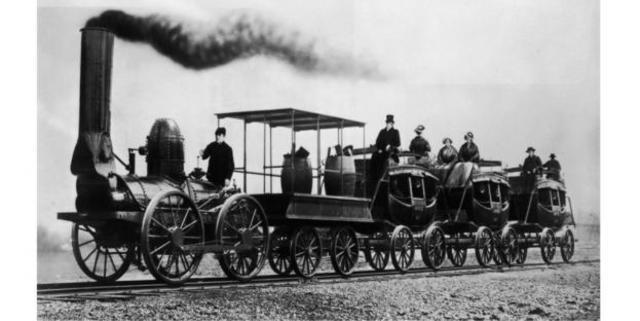 First steam engine railroad built by stevenson. First camera