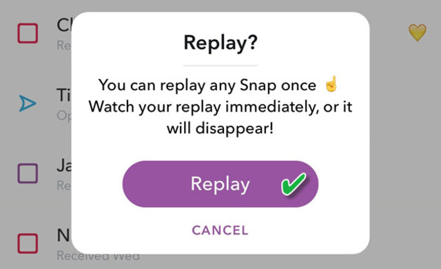 Replay in Snapchat