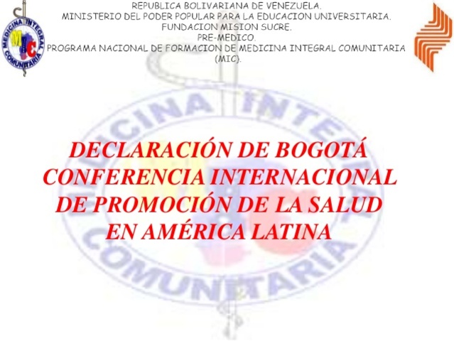 Conferencia Internacional de la Promoción de salud(Bógota)