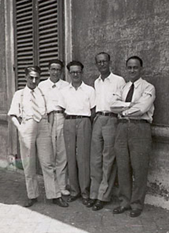 Enrico Fermi - Franco Rosetti - Edoardo Amaldi - Emilio Segre - Oscar D`Agostino