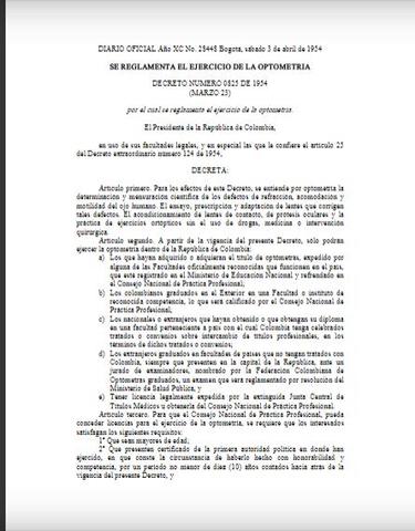 Optómetra en Colombia con carácter de profesional de la salud