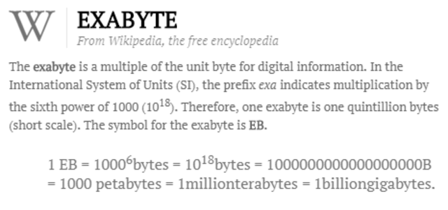 1.5 exabyte de información