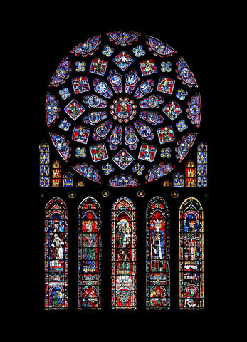 Rose window and lancets, Gothic, c. 1230–1235 CE