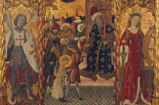 Name:Saint Michael, Martyrdom of Saint Eulalia and Saint Catherine. Period: Gothic. Artist:  Bernat Martorell. Date:1442–1445