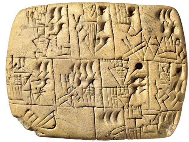 Early Writing Tablet, Sumerians, Ancient Mesopotamia, 3000 B.C.E.