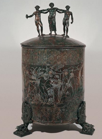 Novios Plautios. Ficorno Cista 300-350 BCE