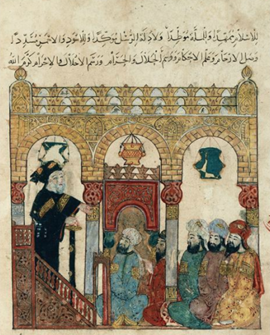 Yahya Ibn al-Wasiti. Abu Zayd Preaching in a Mosque; Baghdad, Iraq.