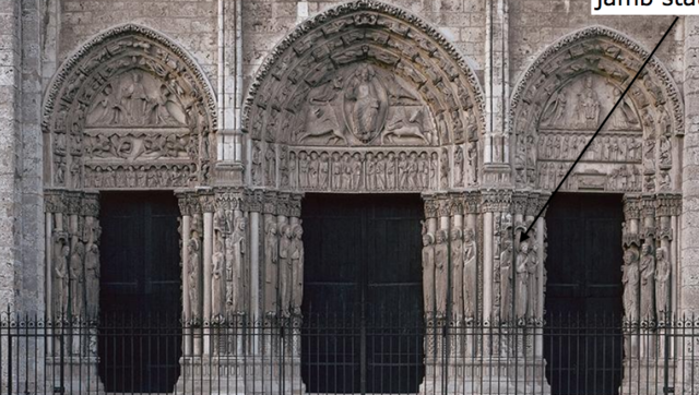 Royal Portal, West façade, Chartres Cathedral; 1145–1155; France