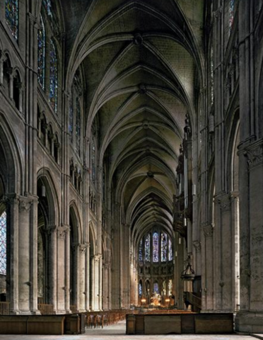 Interior view looking East, Chartres Cathedral; 1194–1220.