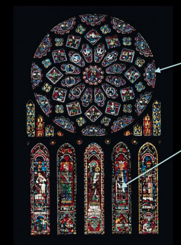 Rose window and lancets, north transept, Chartres Cathedral; 1230–1235.