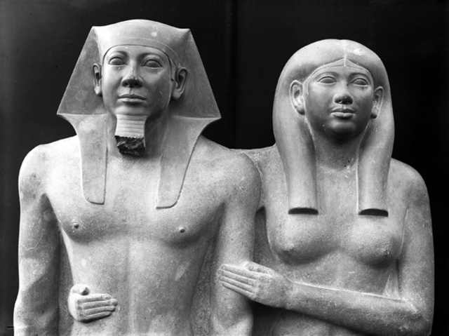 King Menkaure and queen, Ancient Egypt, 2490 B.C.E.