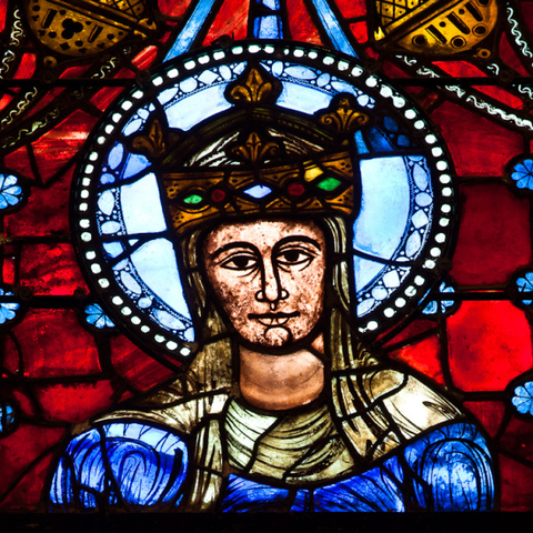 Romanesque 2 Romanesque Stained Glass Panel (1100) showing The Prophet Daniel. Augsburg Cathedral.
