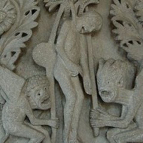 Romanesque 3 (1000 A.D.) High Relief Romanesque Sculpture in Cathedral of Saint Lazare