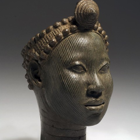 Crowned Head of a Ruler from Ife. c. 12-15 CE. Era: African. Medium: Bronze. Size: 24 cm