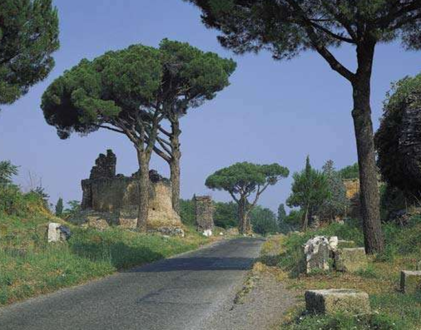 The Via Appia, a famous Roman road, is constructed