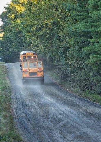 Flora Gomez rides the bus to school