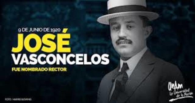 José Vasconcelos,  rector de la UNM