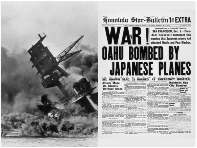 Japón bombardea a la base estadounidense de Pearl Harbor
