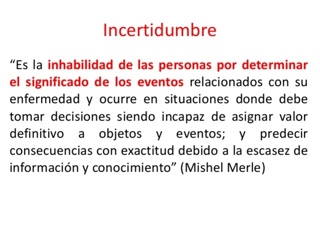 Metaparadigma de la Teoría de la incertidumbre frente a la enfermedad: Merle H. Mishel
