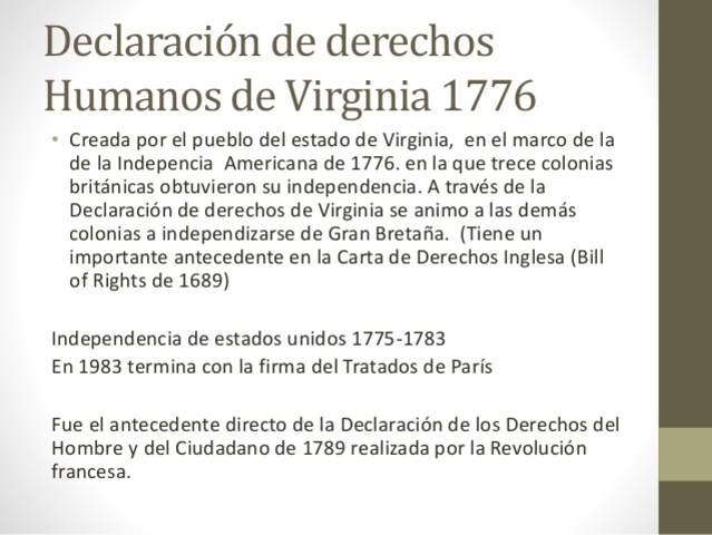 la Declaración de Derechos del Buen Pueblo de Virginia