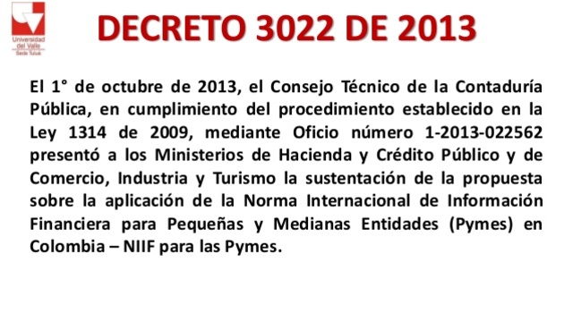 DECRETO 3022 DE 2013